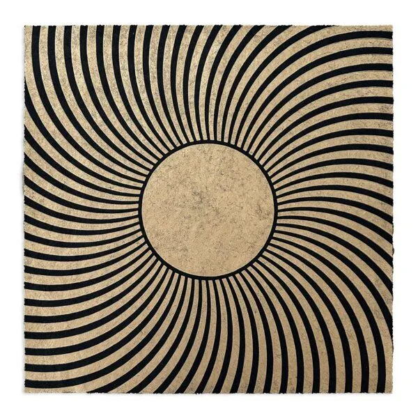 Veskor Cassiopeia Veskor Cassiopeia PSYCHEDELIC SUN Op-Art Linoldruck | 40 x 40 cm | Gold auf Schwarz – Produktbild 1 von 4