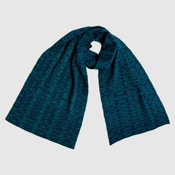 LANARTO slow fashion LANARTO slow fashion Schal Muster 'Fusion' zweifarbig gestrickt aus mulesingfreier Merinowolle, Blau, – Produktbild 3 von 3