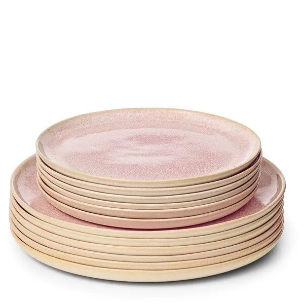 Econovo Econovo Geschirrset Keramikteller 12-tlg., Rot-rosa (rot), – Produktbild 1 von 4