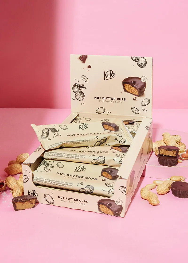 KoRo Bio Nut Butter Cups Salted Peanut | 12 x 3 x 13 g – Produktbild 1 von 4