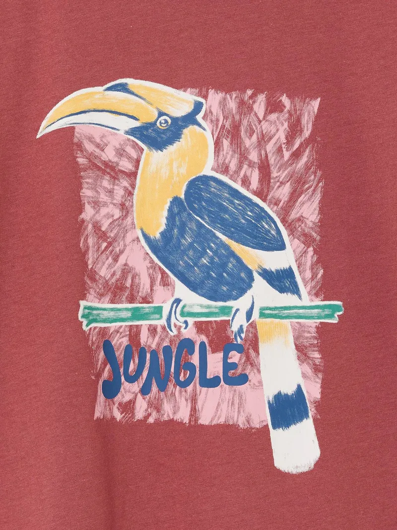 Vertbaudet T-Shirt mit Dschungelprint und Baumwolle Jungen, Terrakotta, – Produktbild 3 von 3