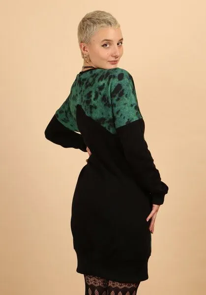 Die rote Zora Die rote Zora Sweatkleid mit Taschen, Jadegrün (schwarz-grün), – Produktbild 3 von 4