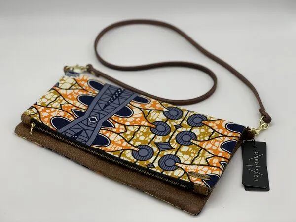 ONE OF EACH ONE OF EACH Clutch "Ghana" Handtasche aus Leder und Baumwollstoff mit afrikanischem Print – Produktbild 2 von 4