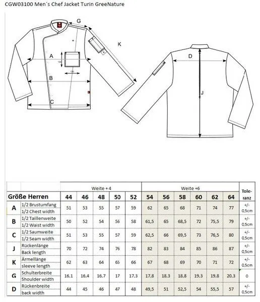 CG Workwear Herren Kochjacke CG Workwear Men´s Chef Jacket Turin GreeNature, Schwarz, – Produktbild 1 von 2