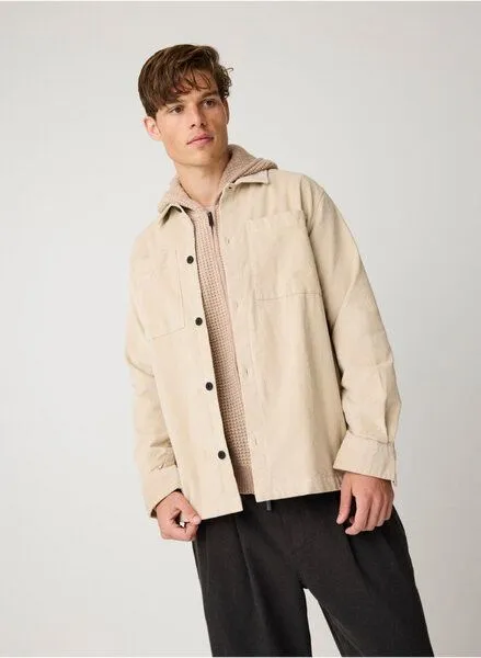 KnowledgeCotton Apparel KnowledgeCotton Apparel Lockeres Cord-Overshirt aus Bio-Baumwolle, Beige-light-feather-gray, – Produktbild 3 von 4
