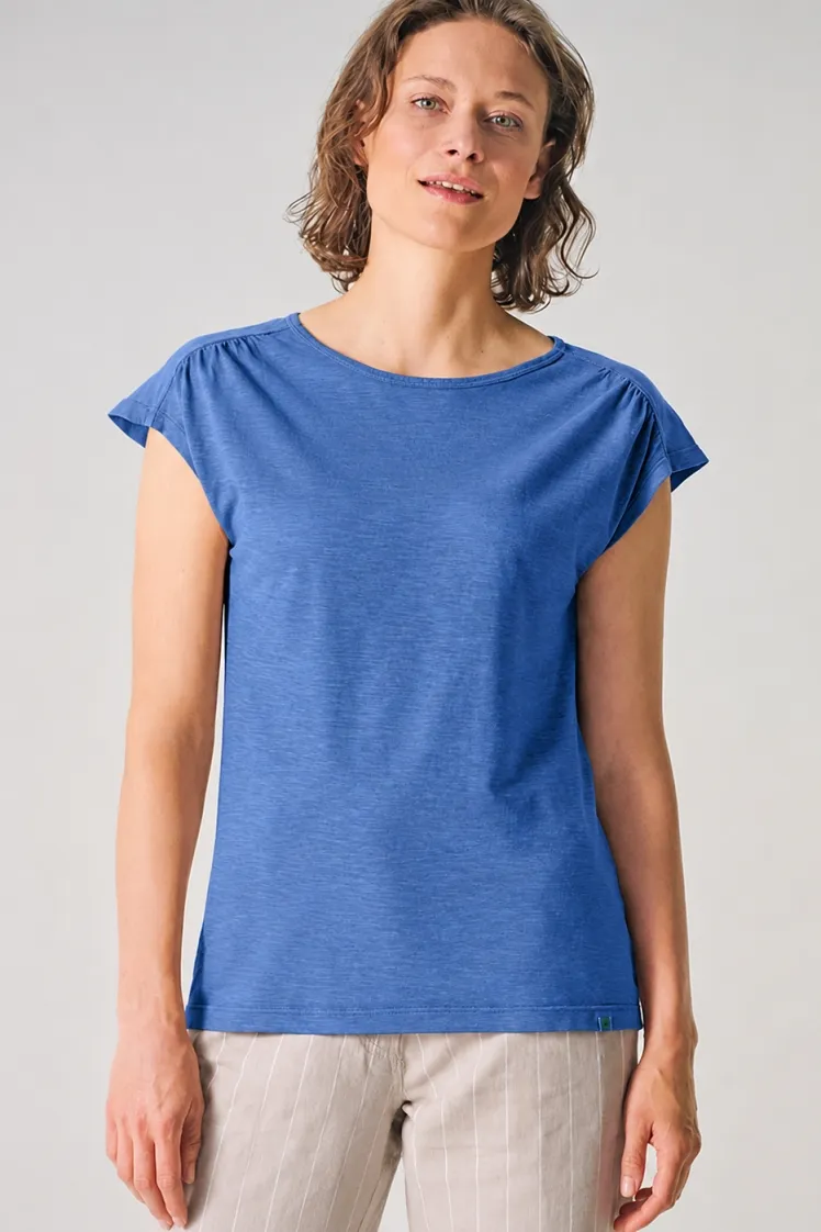HempAge Hempage Damen vegan T-Shirt Mit Ausschnitt Am Rücken Königsblau, Blau, – Produktbild 2 von 2