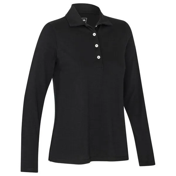 Kaipara - Merino Sportswear Kaipara - Merino Sportswear URBAN Merino Poloshirt Damen Langarm Regular 200, Black, – Produktbild 2 von 2