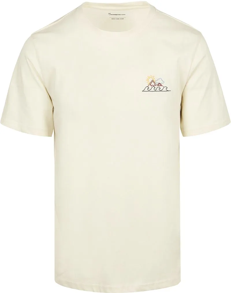 KnowledgeCotton Apparel KnowledgeCotton Apparel T-shirt Weiß Brustdruck - Größe XL, Weiß, – Produktbild 2 von 5