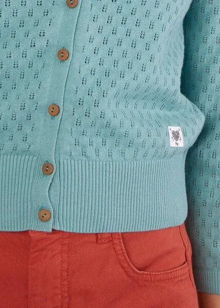 blutsgeschwister Blutsgeschwister Lochstrick Cardigan Sweet Petite - Traditional Teal Knit – Produktbild 3 von 3