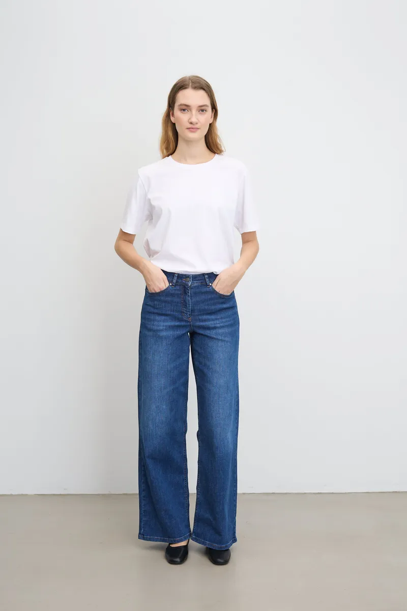LAURIE LAURIE Damen vegan Jeans Carol Lange Länge Gewaschen Blau, Dunkelblau, – Produktbild 1 von 2