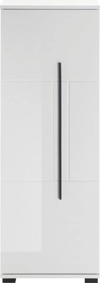 Home affaire Midischrank Cantara, Badschrank in Hochglanz Weiß, Schrank im modernen Design mit schwarzen Griffen, ausreichend Stauraum, Weiß, – Produktbild 3 von 8