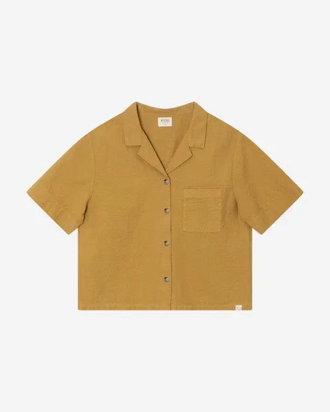 MATONA Matona Kurzärmelige Bluse | Seersucker Blouse | aus Bio-Baumwolle | GOTS-zertifiziert, Honey, – Produktbild 4 von 4