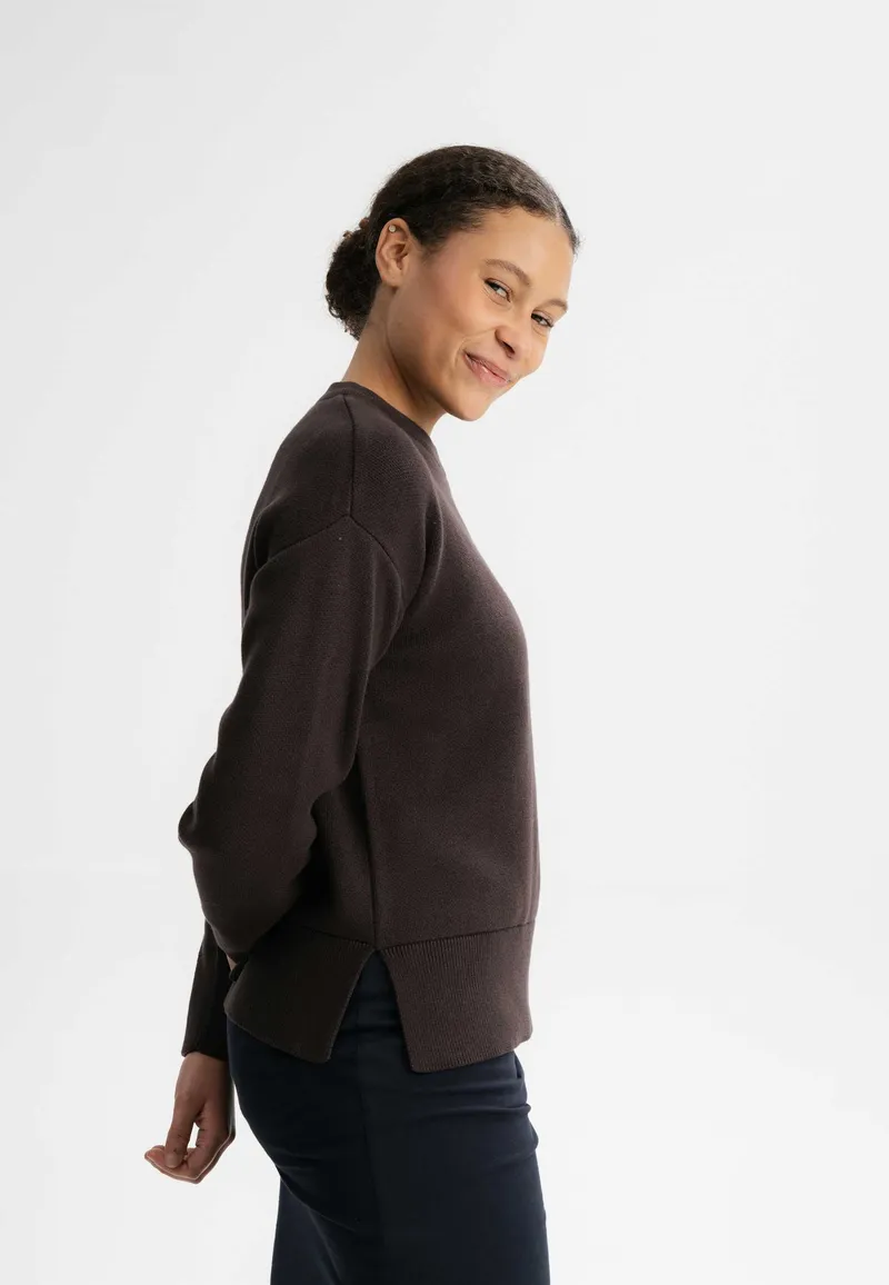 MELA MELA Damen vegan Strickpullover Faiza Dunkelbraun, Dunkelbraun, – Produktbild 1 von 2