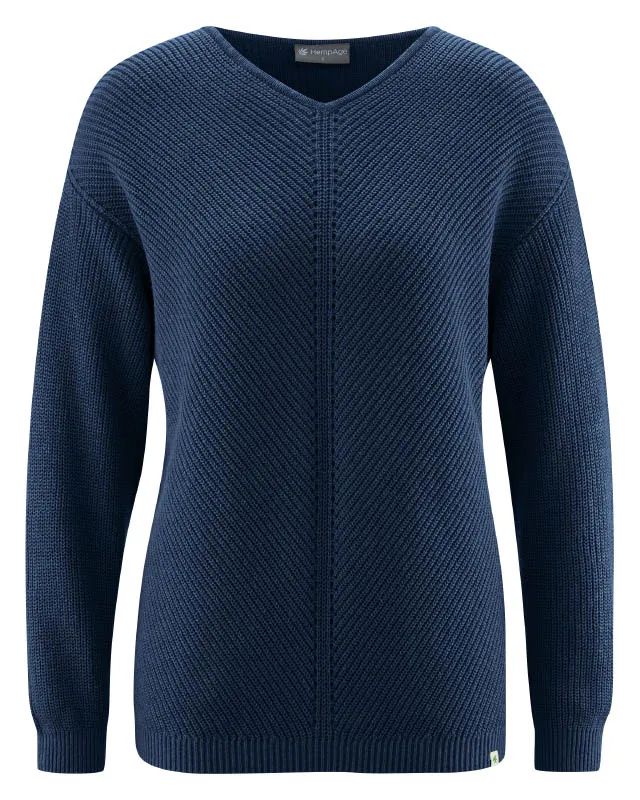 HempAge Hempage Damen vegan Pullover Timeless In Marineblau, Blau, – Produktbild 2 von 2