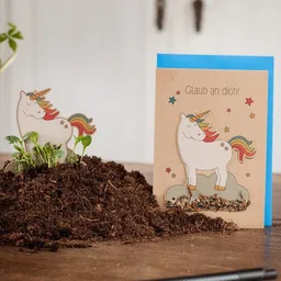 Die Stadtgärtner Die Stadtgärtner Mutmacher-Karte "Glaub an dich" | Mit Einhorn-Motiv und Blumensamen – Produktbild 1 von 1