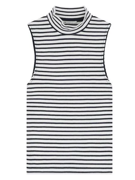 KnowledgeCotton Apparel KnowledgeCotton Apparel Ripptop - High neck rib top - aus Bio-Baumwolle, Blau (gestreift-navy-stripe), – Produktbild 1 von 4