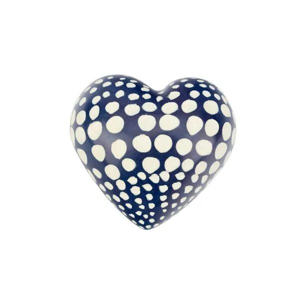 El Puente El Puente Deko-Herz aus Speckstein in Blau mit Punkten | Fair Trade & Handmade aus Kenia, Blau, – Produktbild 1 von 1