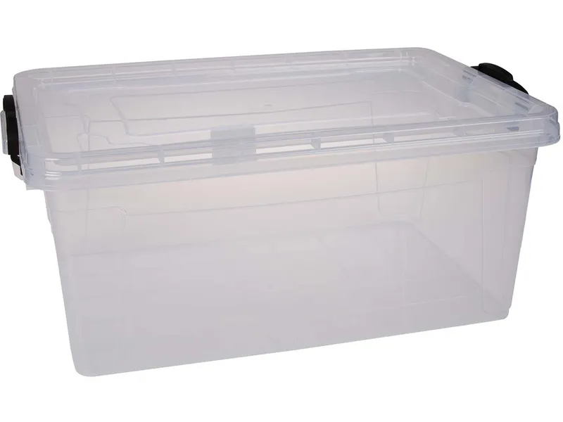 Aufbewahrungsbox "SOFIA" mit Deckel und Tragegriffen, transparent, 22 l – Produktbild 1 von 1