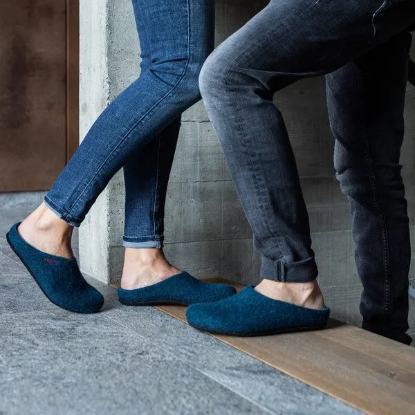 Magicfelt Magicfelt Filz-Hausschuh 709 aus 100% Merino-Wolle für Damen & Herren, Dark blue washed, – Produktbild 3 von 4