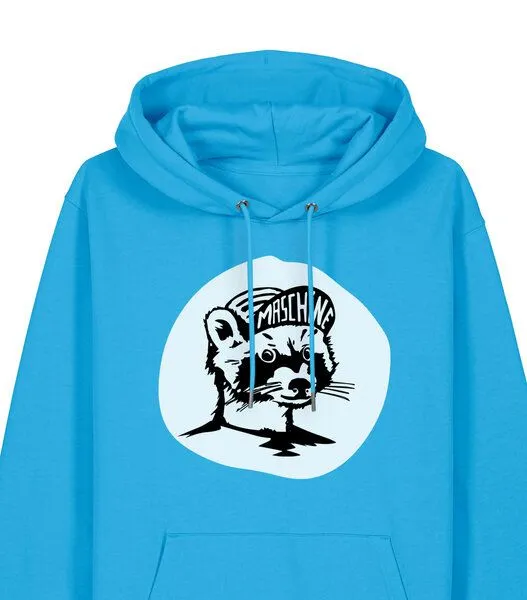 päfjes päfjes Waschbär die Maschine / Gravel / Rennrad - Unisex Fair Wear Bio Hoodie, Blau (azur), – Produktbild 3 von 3