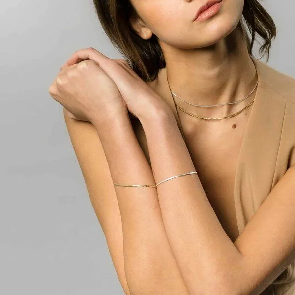 fejn jewelry fejn jewelry Armband 'flat chain', Silber, – Produktbild 2 von 2