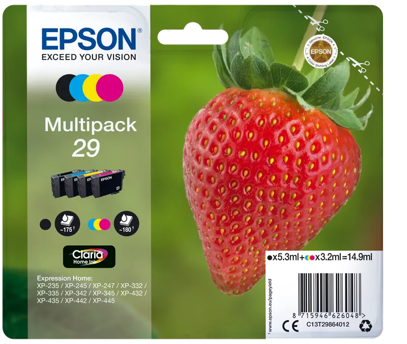 Epson Epson Tintenpatronen T2986/ 29 schwarz, cyan, magenta, gelb, 4er-Set – Produktbild 1 von 3
