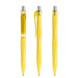 prodir prodir® Druckkugelschreiber QS20 Soft Touch PRT Push, blaue Mine, gelb/silber satiniert – Produktbild 1 von 1