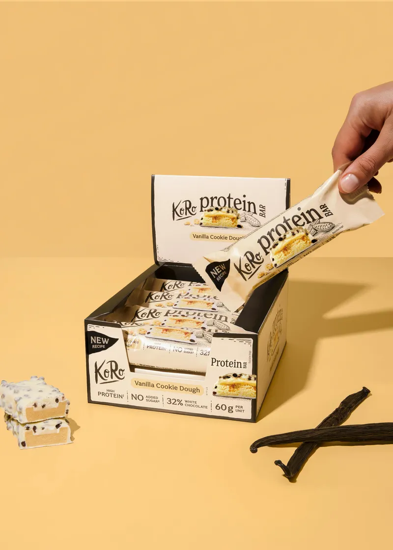 KoRo Crispy Protein Bar Vanilla Cookie Dough Style | 12 x 60 g – Produktbild 3 von 5