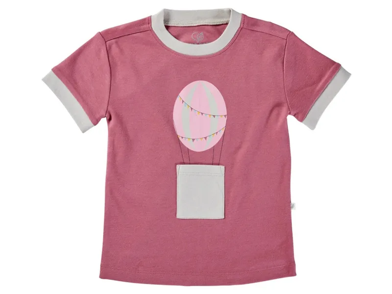 HANS NATUR Kinder T-Shirt Bio-Baumwolle Heißluftballon beere Gr.110/116, Rosa, – Produktbild 1 von 2