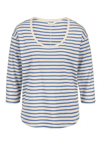 hessnatur hessnatur Light Slub Streifen Longsleeve Relaxed aus reiner Bio-Baumwolle, Kornblume, – Produktbild 3 von 4