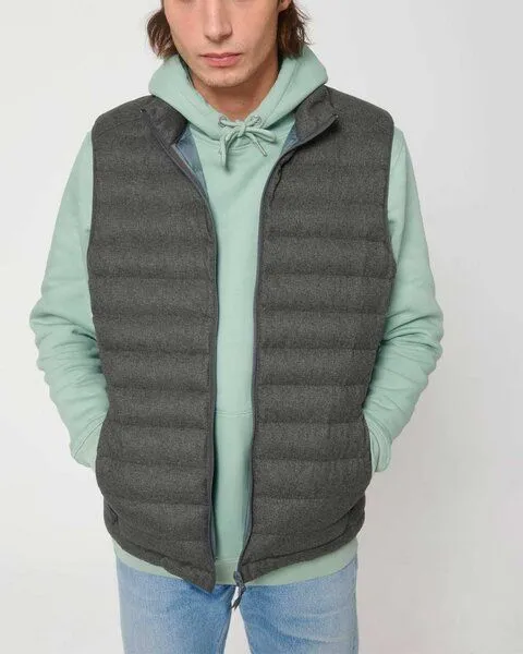 YTWOO YTWOO Herren Steppweste im Woll-Look aus komplett recycelten Materialien, Metallgrau, – Produktbild 1 von 4