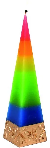 El Puente El Puente Pyramiden-Kerze "Regenbogen" | Fair Trade & Handmade aus Indien, Mehrfarbig, – Produktbild 1 von 1