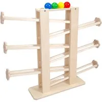 Hess Holzspielzeug Kugelbahn aus Holz, 4 Murmeln bunt Höhe 60 cm, Natur, mehrfarbig, – Produktbild 1 von 1