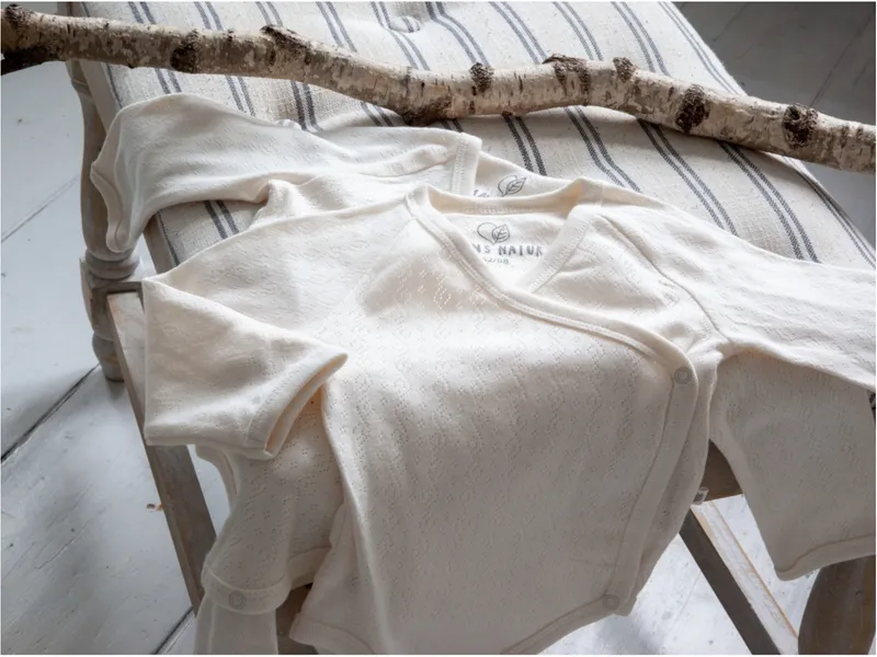 HANS NATUR Baby Wickelbody Langarm Bio-Baumwolle 2er Set off white Gr. 86/92, Weiß, – Produktbild 2 von 2