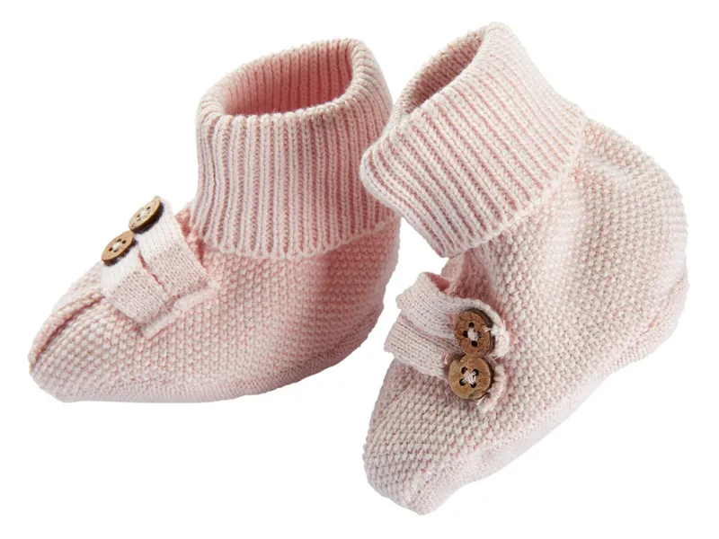 HANS NATUR Baby Schuhe Strick-Qualität Bio-Baumwolle rose melange Gr.62/68, Rosa, – Produktbild 1 von 2