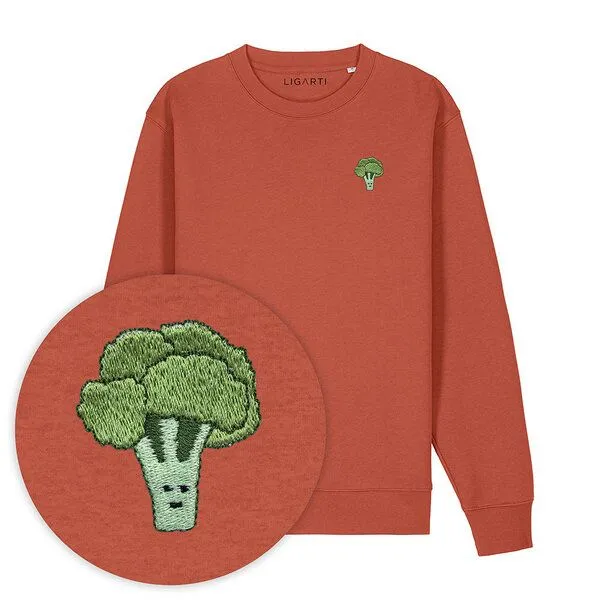 LIGARTI Bestickter Pullover – Brokkoli – LIGARTI Tiermanufaktur, Terracotta, – Produktbild 1 von 3