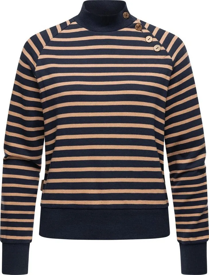 ragwear ragwear Sweatshirt Majjorka Stylisches Damen Langarmshirt mit Rippbündchen und Zierknöpfen, Blau, – Produktbild 2 von 3