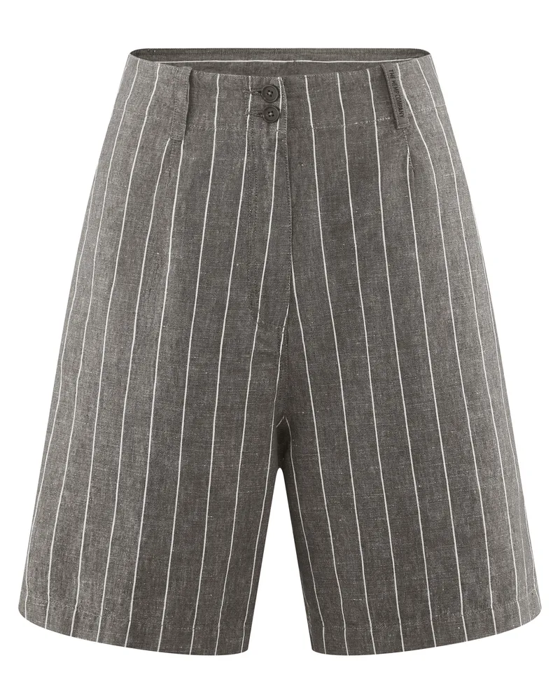 HempAge Hempage Damen vegan Shorts Striped Asphalt, Grau, – Produktbild 1 von 2