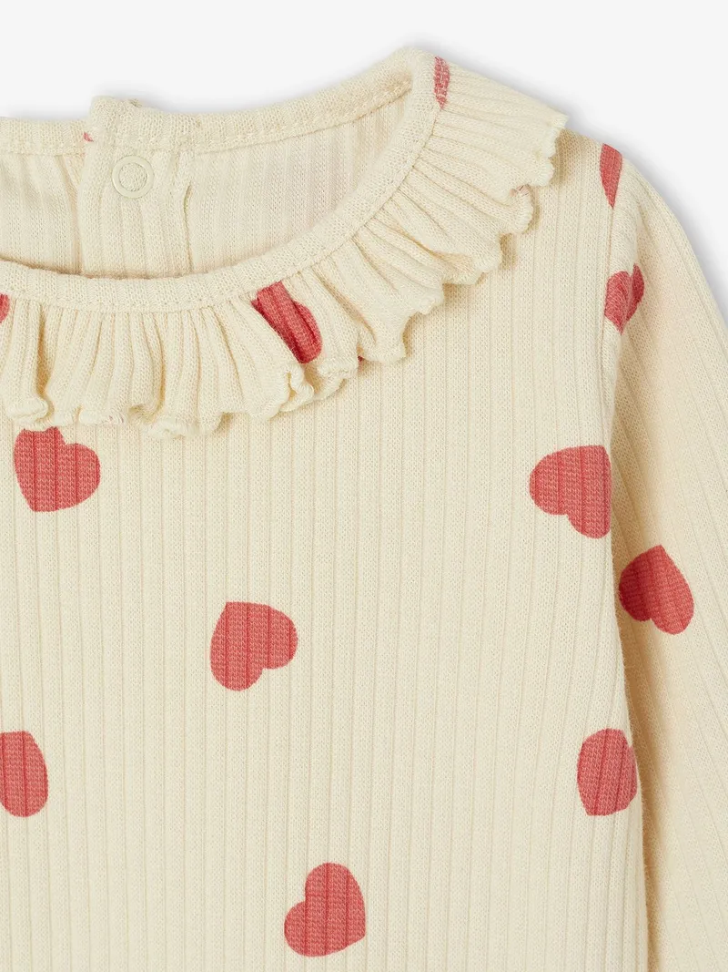 Vertbaudet Mädchen Baby Shirt mit Volantkragen, Vanille, – Produktbild 2 von 4