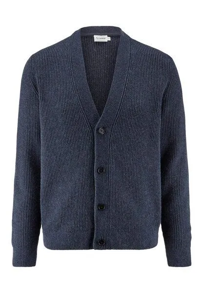 hessnatur hessnatur Double-Knit Cardigan Regular aus Bio-Baumwolle und Bio-Merinowolle mit recycelter Wolle, Mitternachtsblau, – Produktbild 3 von 4