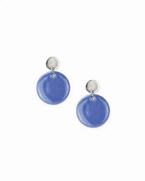 lille mus lille mus Ohrstecker 'Porzellanplättchen Rund', Blau, – Produktbild 4 von 6