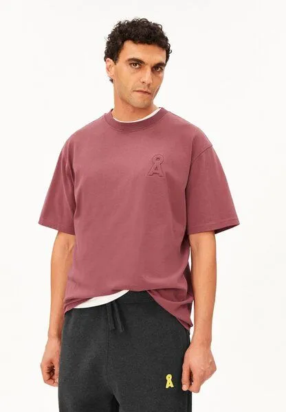 ARMEDANGELS Armedangels Logo Heavy Cotton Herren T-Shirt aus recyceltem Baumwoll-Mix, Velvet ember, – Produktbild 3 von 6
