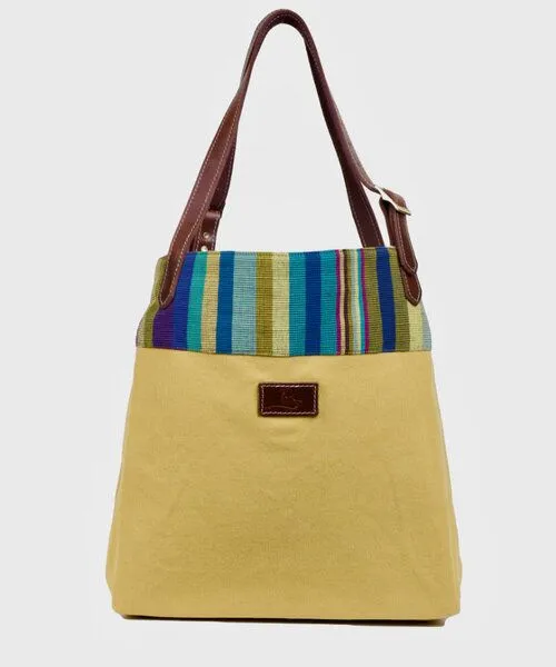 Dragolina Dragolina Shopper Miss Eve mit Webstoff der Pwo Karen, Schilf (gelb), – Produktbild 2 von 4