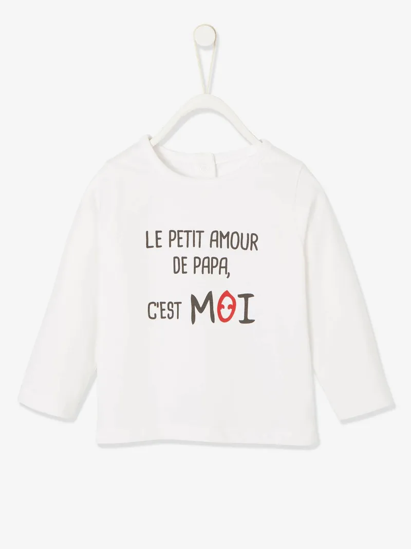 Vertbaudet Baby Shirt mit Aufschrift, Weiß, – Produktbild 1 von 4