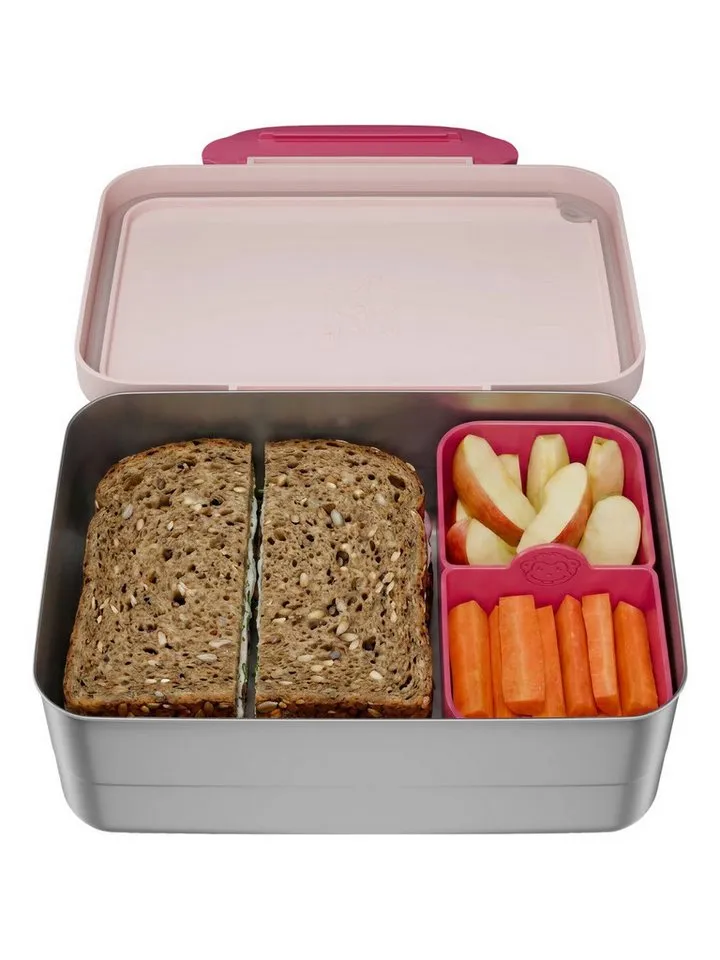 Affenzahn Affenzahn Lunchbox Edelstahl Brotdose, Edelstahl, (Edelstahl Brotdose, 2-tlg., 1x Brotdose, 1x Trennfach), spülmaschinengeeignet bis 45 Grad, Handwäsche empfohlen, Rosa, – Produktbild 5 von 5