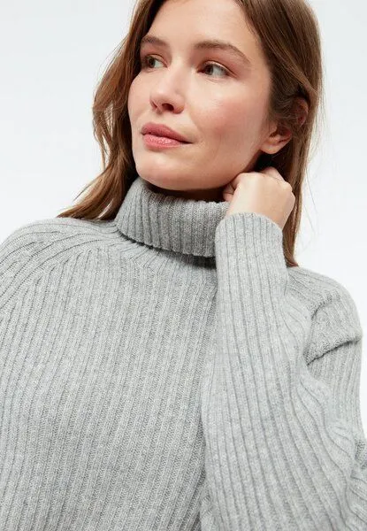 Givn Berlin Givn Berlin Strickpullover GBCASSIA mit Rollkragen aus recyceltem Wollgemisch, Mid grey, – Produktbild 4 von 4