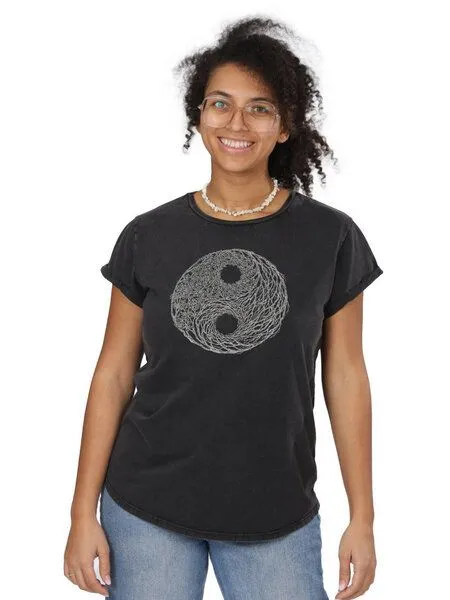 Life-Tree Life-Tree Organic Fairwear Shirt Women YinYang, Schwarz, – Produktbild 5 von 5