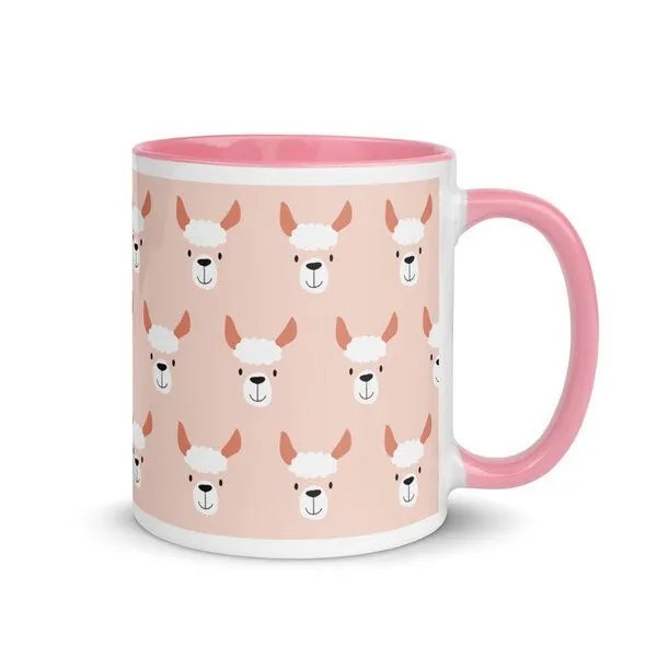 PepMelon PepMelon Lama Tasse mit Farbe innen, Be Llamazing, lustige Lama Weihnachtstasse, Rosa, – Produktbild 1 von 4