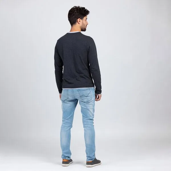 Lexi&Bö Lexi&Bö Jersey-Longsleeve Herren, Dark melange (grau), – Produktbild 3 von 4