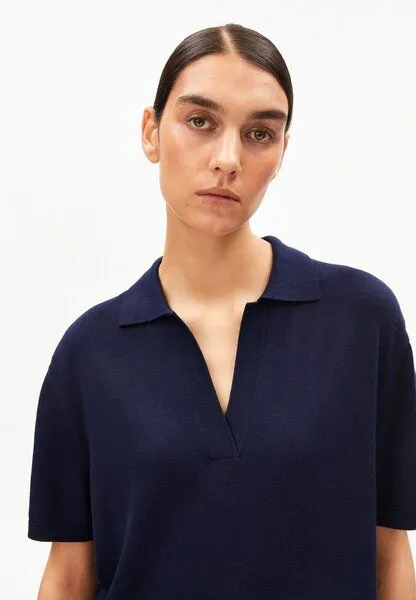 ARMEDANGELS ARMEDANGELS FINE POLO Damen Strickkleid aus Bio-Baumwoll Mix, Tinted navy, – Produktbild 3 von 4